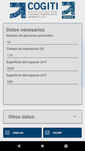 Android application SimulAIR COGITIM screenshort