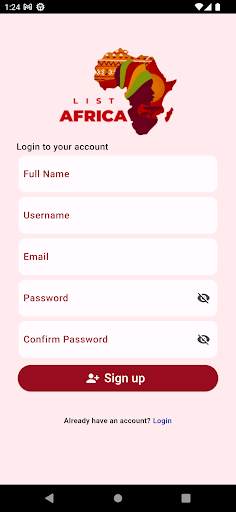 Android application List Africa screenshort
