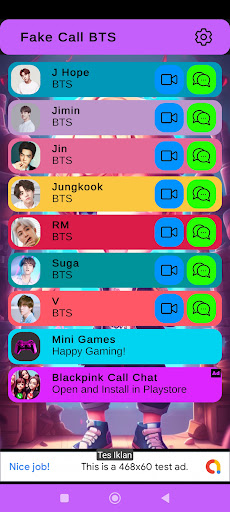 Android application BTS Fake Call And Chat screenshort