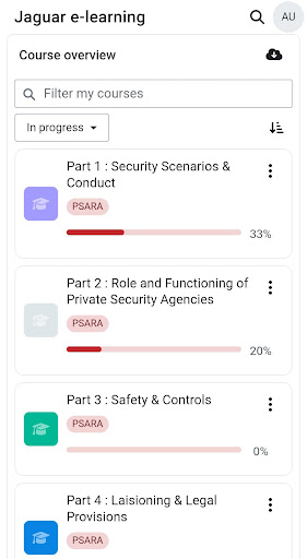 Jaguar Security e-learning Screen 2