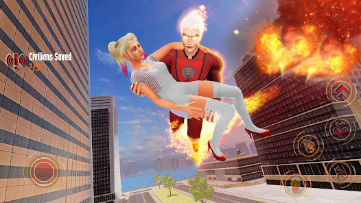 Flying Fire Super Hero Game 3D  screenshots 1