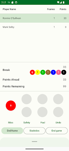 Snooker Scoreboard Screen 3