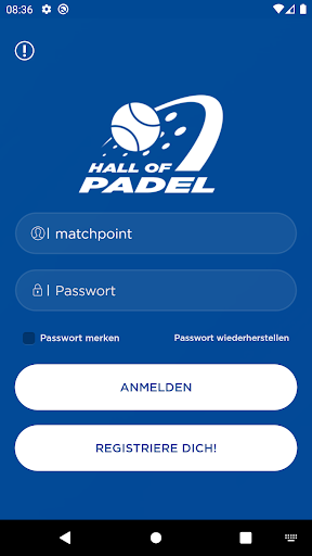 Android application HALL OF PADEL screenshort