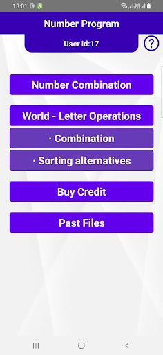 Android application Number Program screenshort