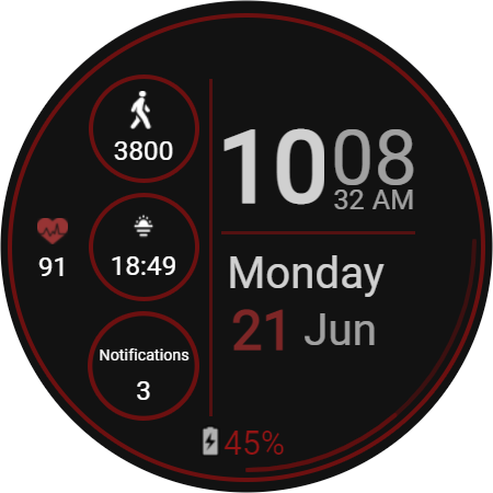 Watch Face Red and Black Screen 3