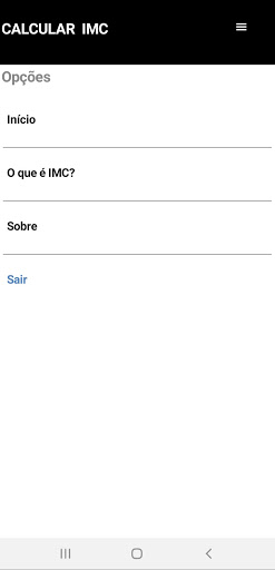 Android application Calcular IMC screenshort