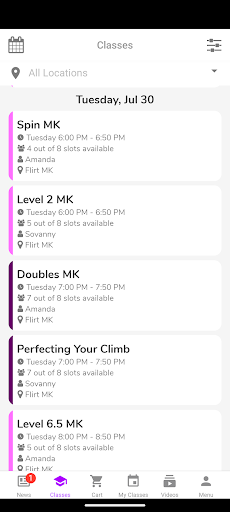 Android application Flirt Fitness screenshort