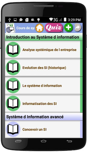 Android application Cours de Systeme d Information screenshort