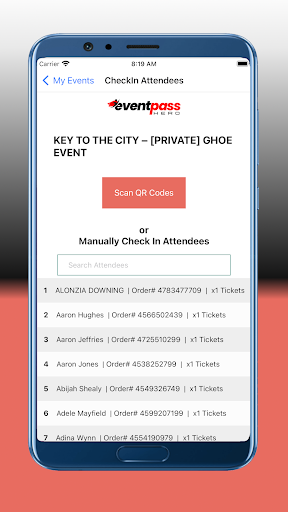 Android application EventPassHero Organizers screenshort