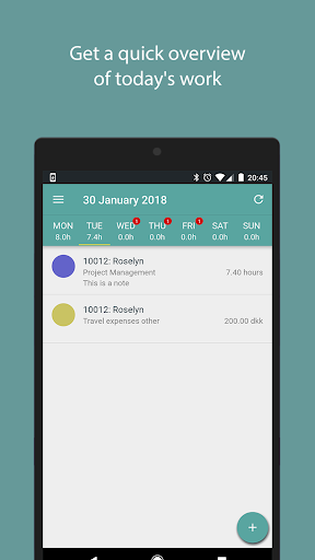 Android application Intempus time registration screenshort
