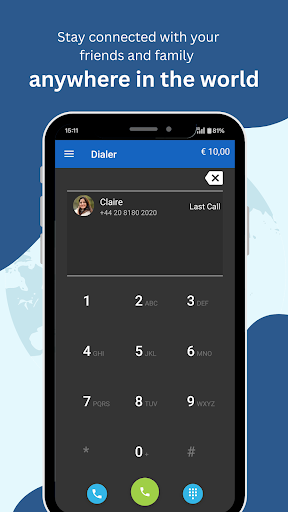 Screenshot of MobileVOIP international calls