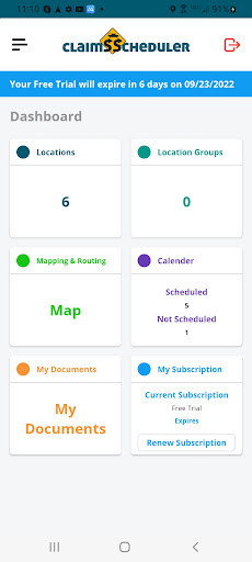 Android application Claims Scheduler screenshort