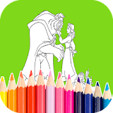 Girl and Beast coloring book icon