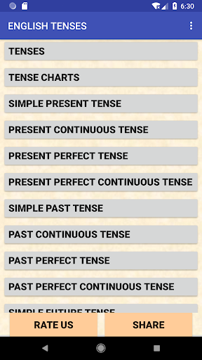 Android application English Tenses screenshort