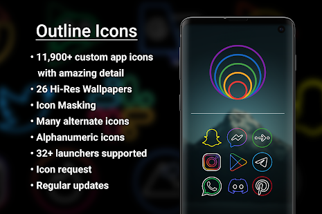 Контурни икони – екранна снимка на пакет с икони