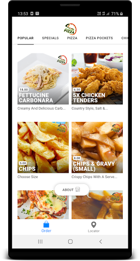Android application Traralgon Pizza screenshort