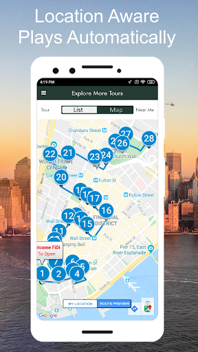 Screenshot of Wall Street NYC GPS Audio Tour