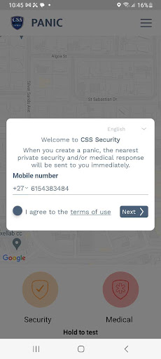 CSS Security Panic App Screen 2