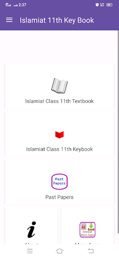 Android application Islamiat 11th Keybook textbook screenshort