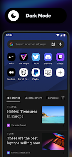 Captura de tela do navegador Opera beta
