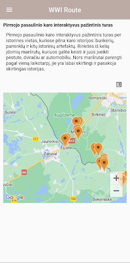 Android application WW1 Route screenshort