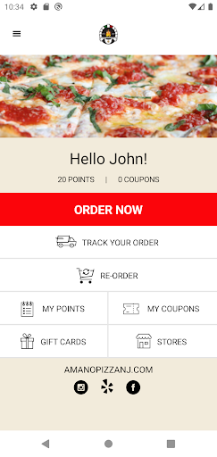 Android application AMANO PIZZA screenshort