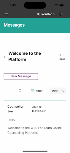 WES Online Counselling Screen 3