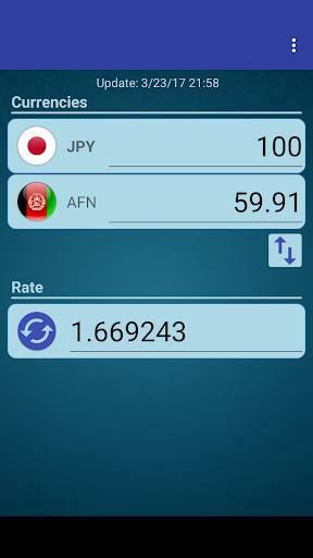 Android application Japan Yen x Afghan Afghani screenshort