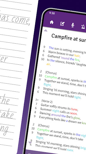 Screenshot of Lyrics Notepad - Song Writing
