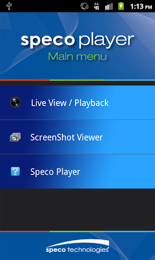 Android application Speco Player screenshort