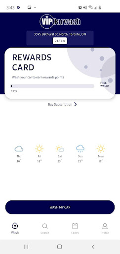 VIP Car Wash App Screen 2
