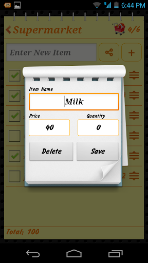 MyShoppingList Screen 3
