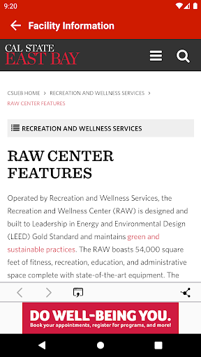 CSU East Bay RAW Member App Screen 2