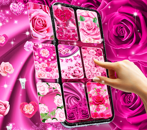 Android application Pink rose silk live wallpaper screenshort
