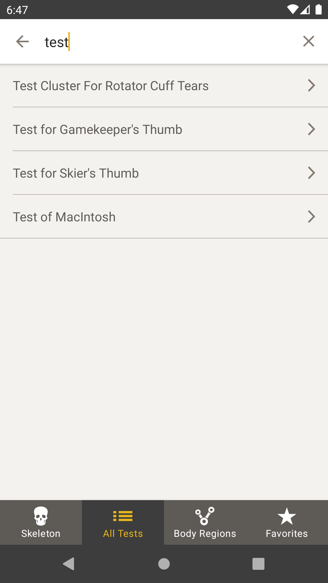 Android application CORE-Clinical Orthopaedic Exam screenshort