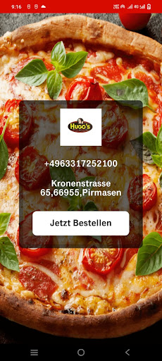 Android application Hugos Pizza and Pasta screenshort