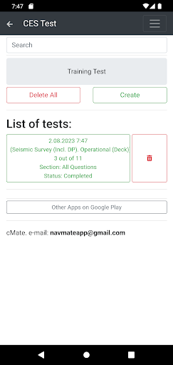 Android application Seismic Survey DP. Operational screenshort