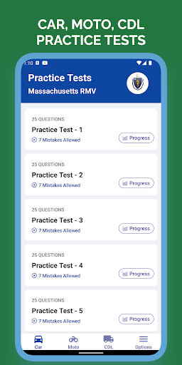 Android application Massachusetts RMV Permit Test screenshort