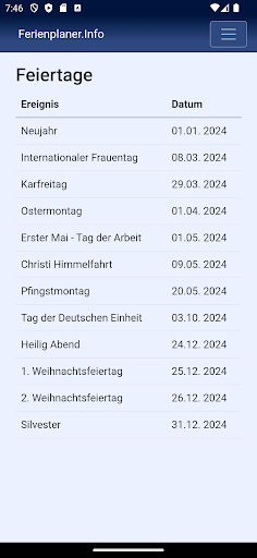 Ferienplaner Screen 2