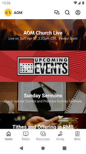 Android application AOM Church screenshort