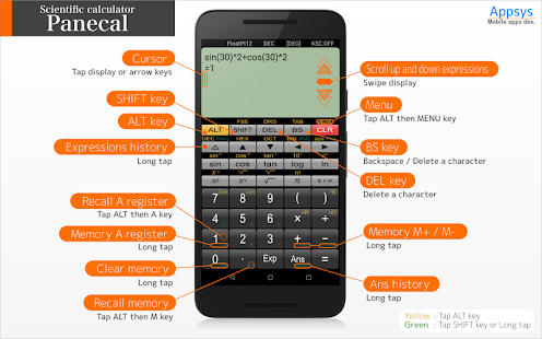 Panecal scientific calculator Screenshot