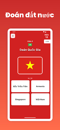 Android application Đoán cờ nước và thủ đô screenshort