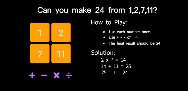 Make 24 - Fun Math Game |24 solver |4 Number Game 2.0.0.2 APK screenshots 5