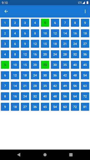 Multiplication Table Screen 2