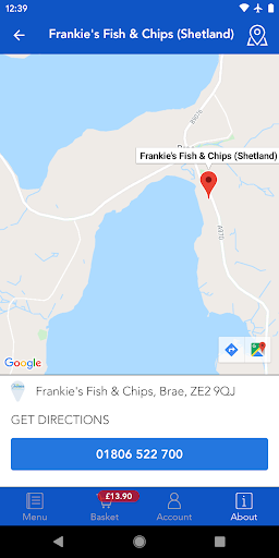 Android application Frankies Fish and Chips Shetla screenshort