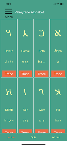 Android application Palmyrene Alphabet screenshort