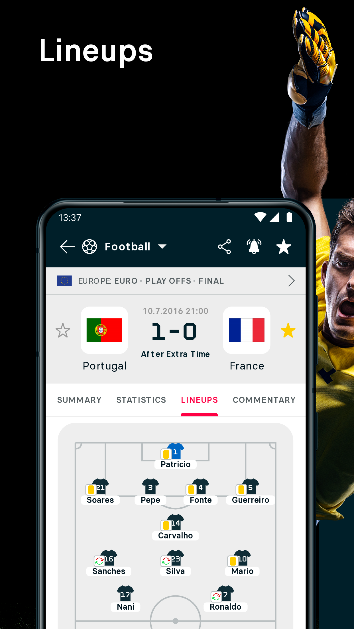 Android application Flashscore live scores screenshort