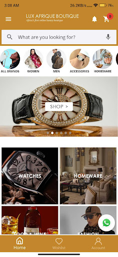 Android application Lux Afrique Boutique screenshort
