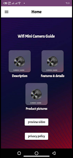 Android application Wifi Mini Camera Guide screenshort