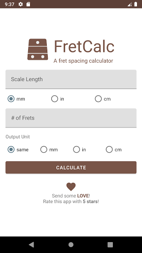 Android application Fret Calculator screenshort
